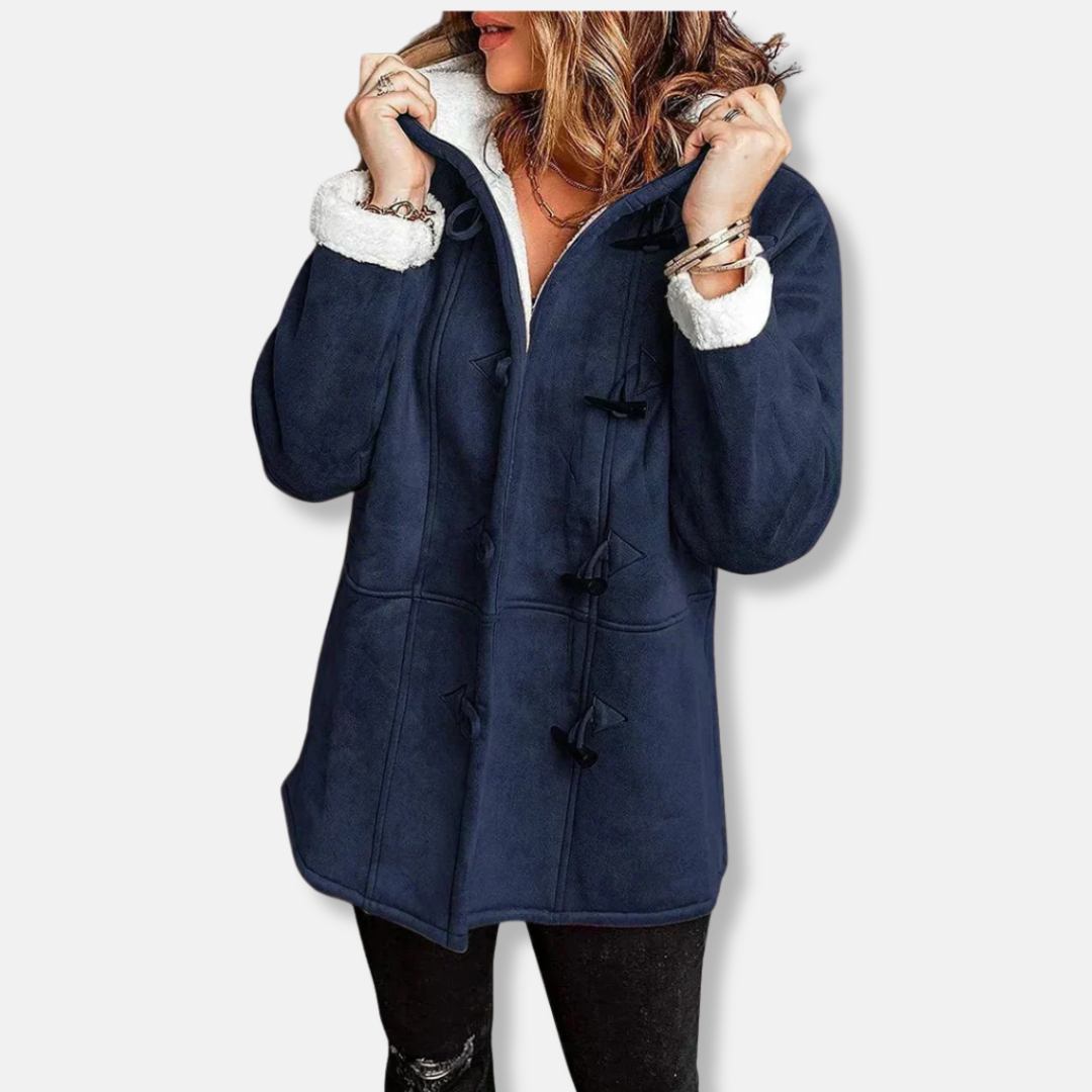 Berg-Feldt | Fleecejacke - Relaxed Fit - Kapuze - Plüschfutter - Mittellang - Toggle-Verschluss