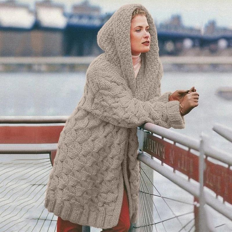Berg-Feldt | Lange Strickjacke für Frauen mit Kapuze