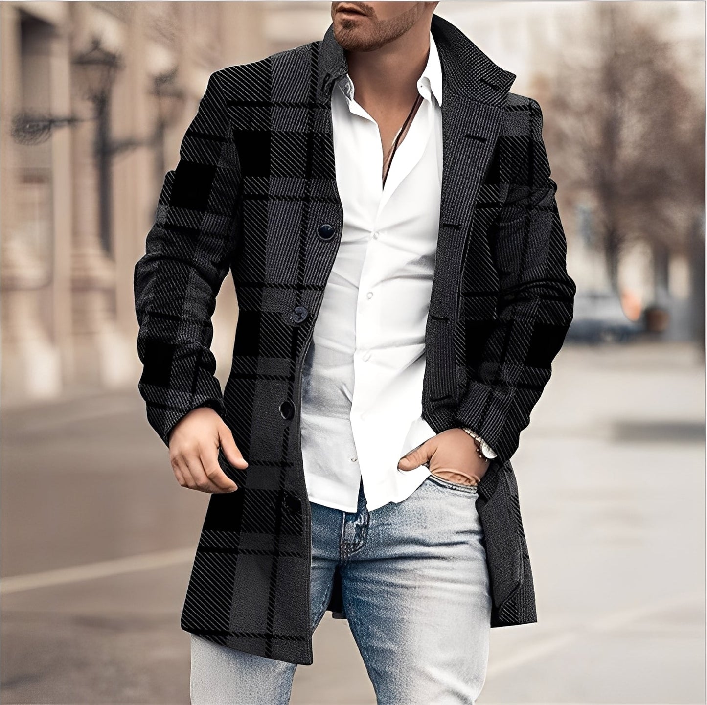 Berg-Feldt | Lässiger Langer Tweed-Mantel für Herren