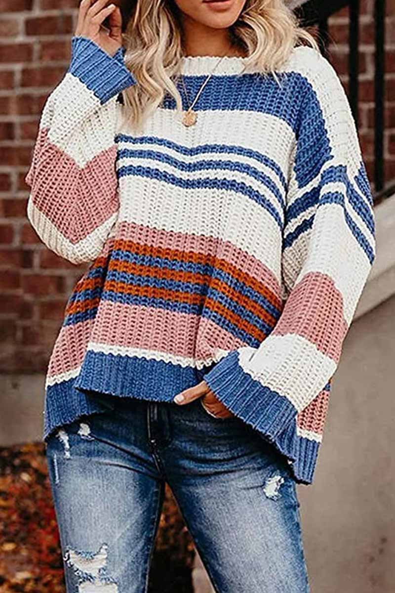 Berg-Feldt | Pullover - Damen Winter Gestreifter Strickpullover