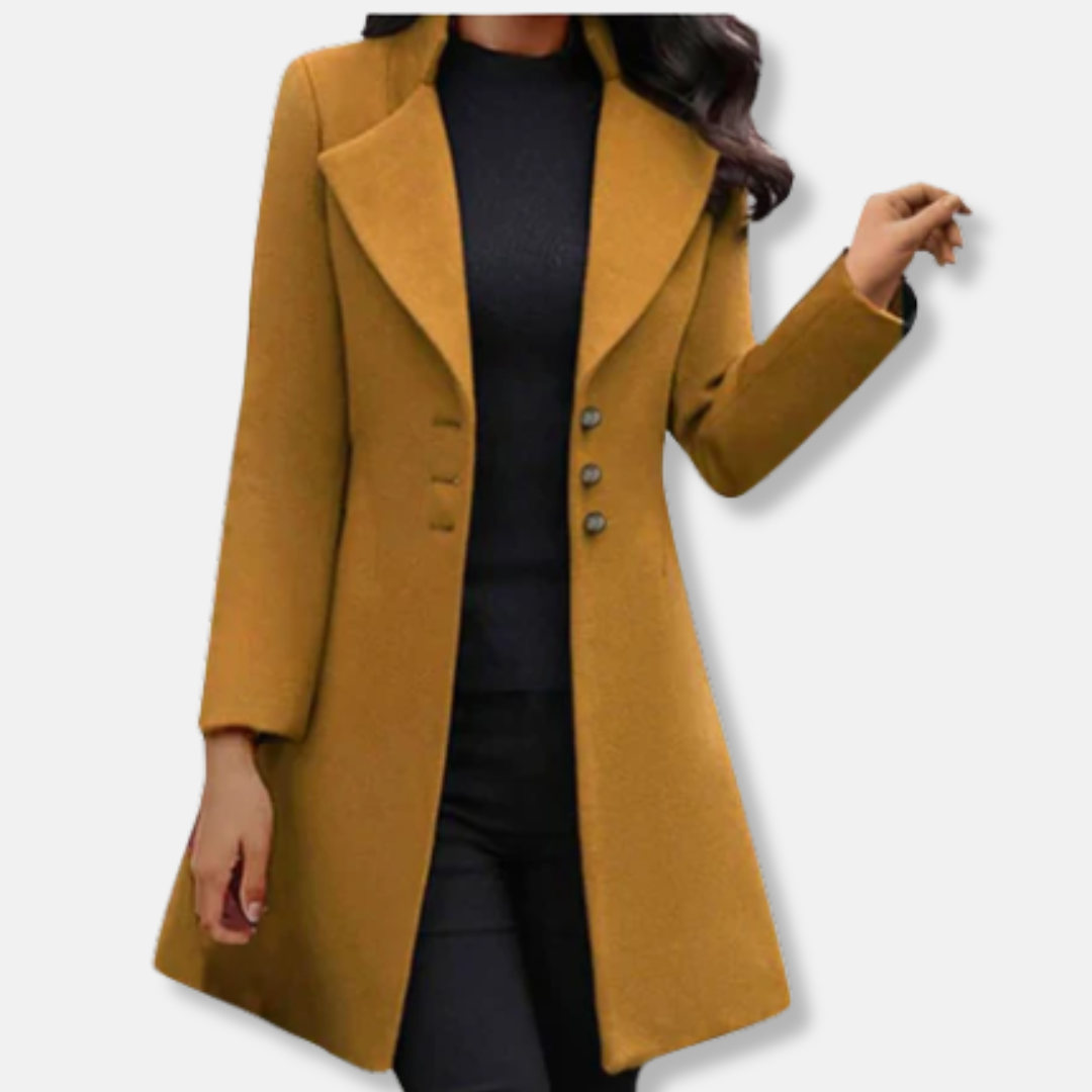 Berg-Feldt | Mantel - Wolle - Slim Fit - Mittellang - Doppelreihiger Verschluss - Eingekerbter Revers