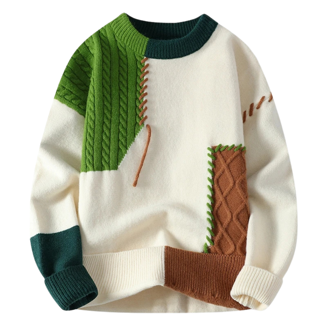 Berg-Feldt | Sweater mit Patchwork Einzigartiges Design Weich und Warm