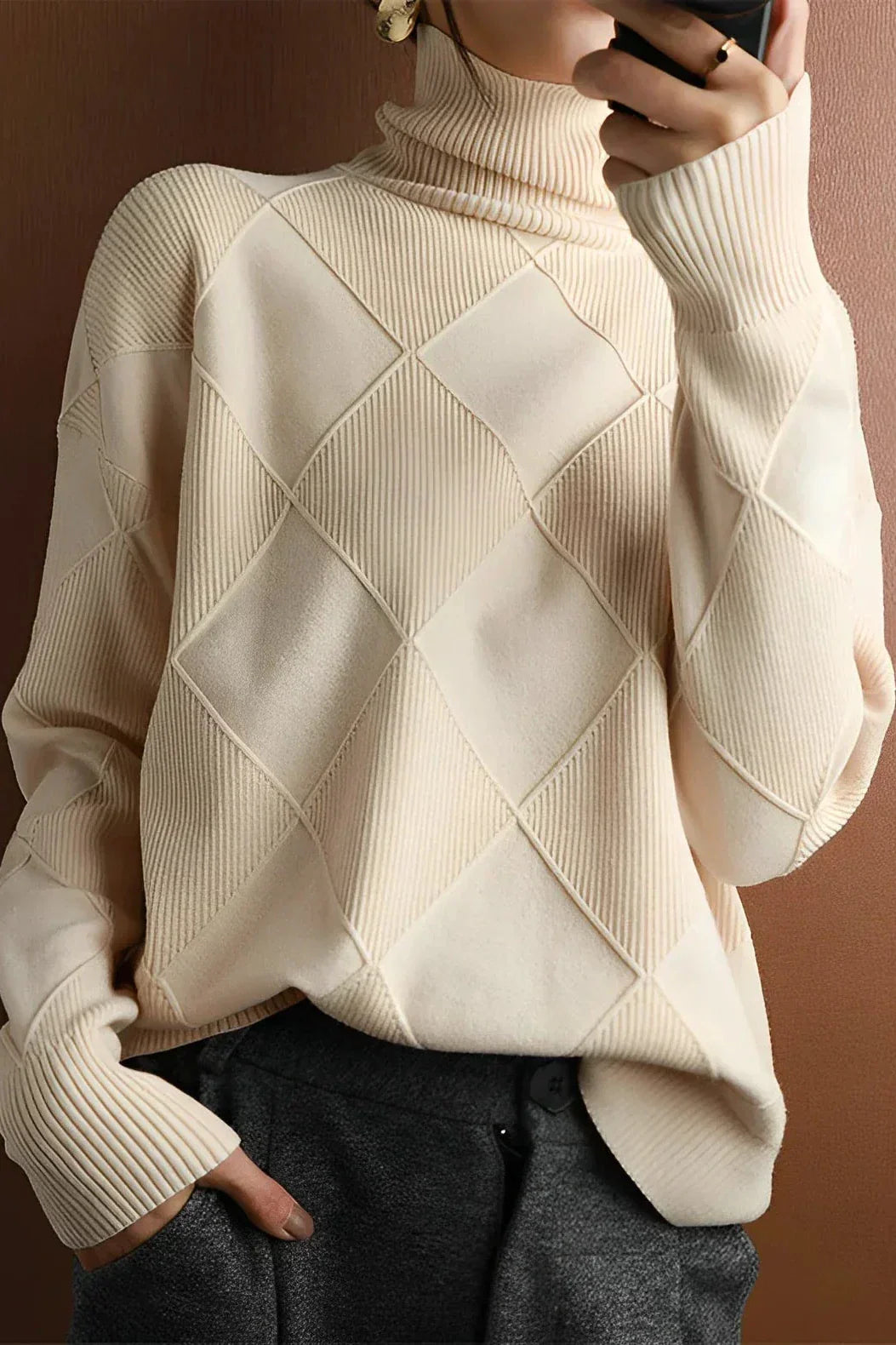 Berg-Feldt | Pullover - Damen Diamant Strick Rollkragenpullover