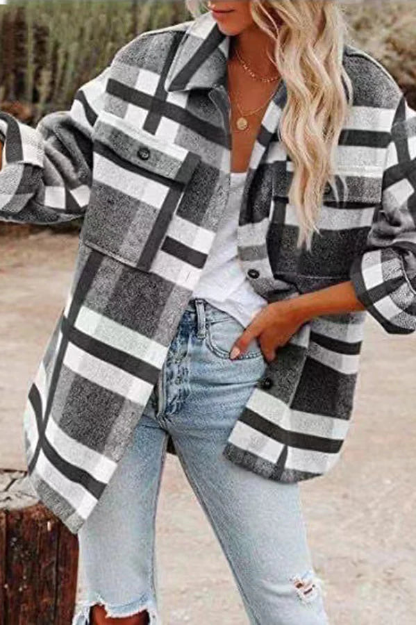 Berg-Feldt | Karierte Jacke mit Taschen für Frauen