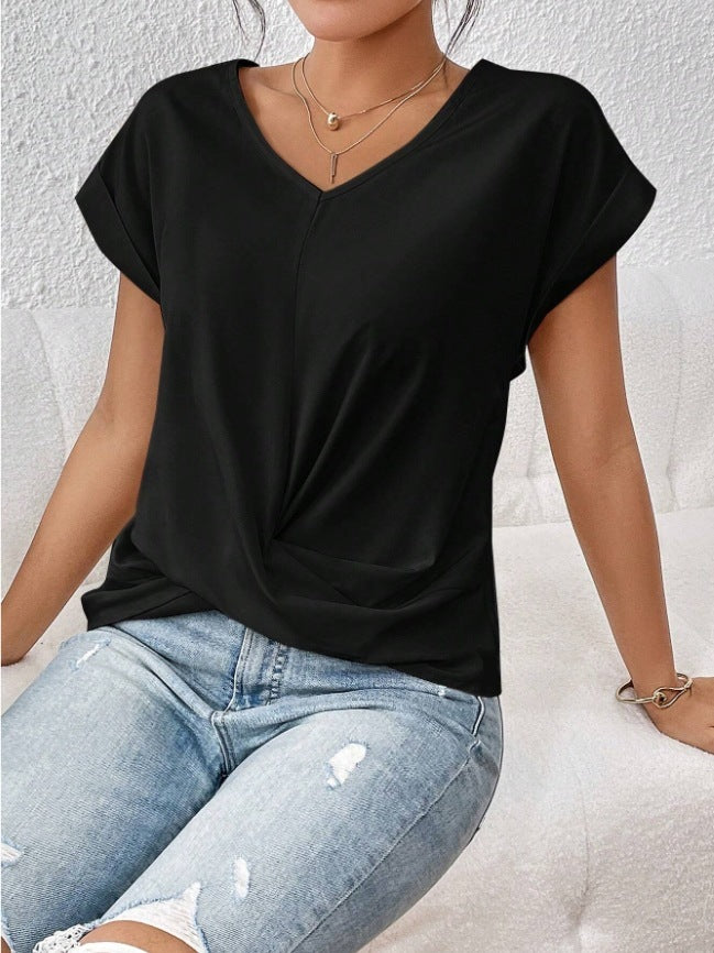 T-shirt femme Fudus à nœud asymétrique pour l'été