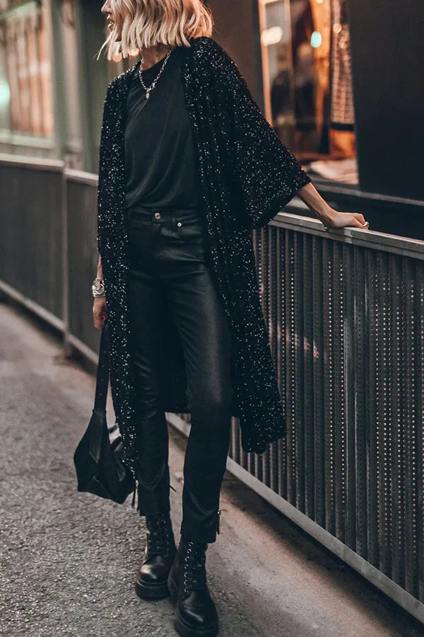 Maude: Glitzernder Cardigan-Mantel mit Pailletten