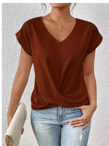 T-shirt femme Fudus à nœud asymétrique pour l'été