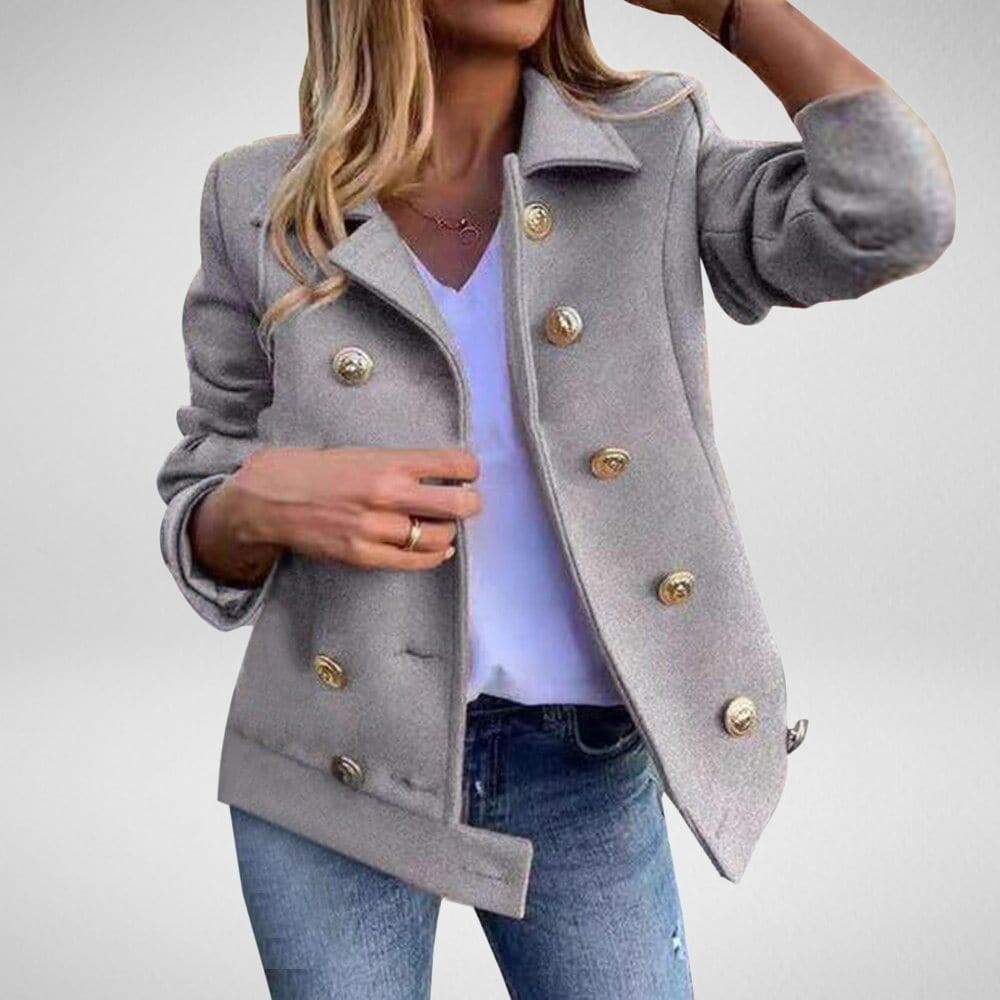 Berg-Feldt | Kurze Wolljacke mit Doppelreihigem Design Wollmischung Klassisch und Elegant