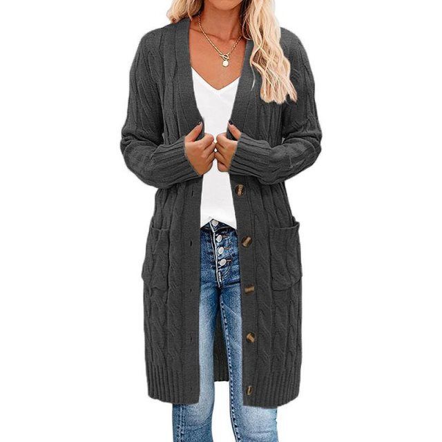 Berg-Feldt | Long cardigan cache-cœur, torsadé, tricoté et élégant