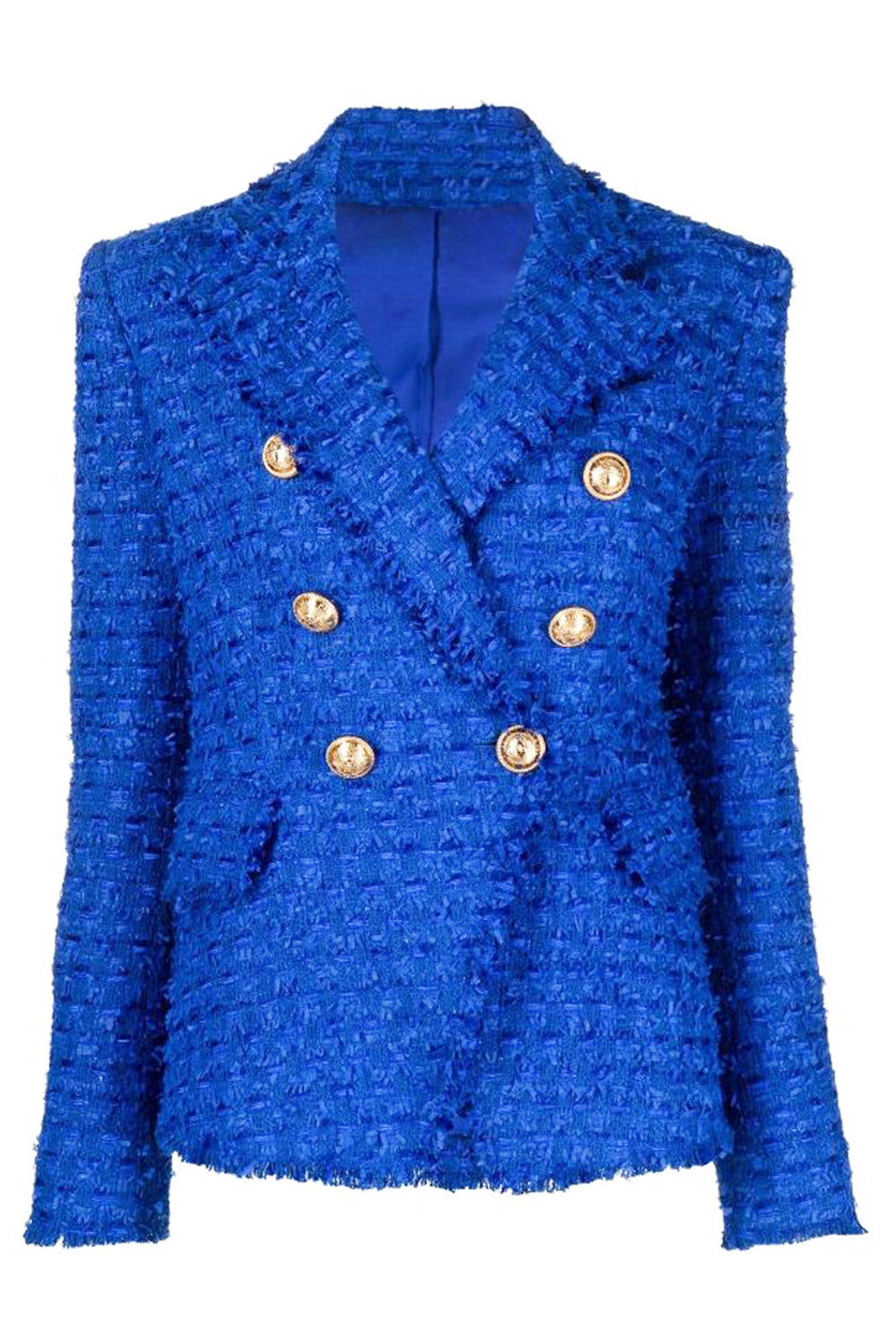 Berg-Feldt | Tweed Blazer Königsblau Goldknöpfe Stilvoll und Exklusiv
