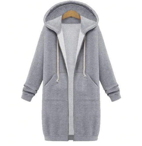 Sweat-shirt femme Fudus : coupe longue et fermeture éclair