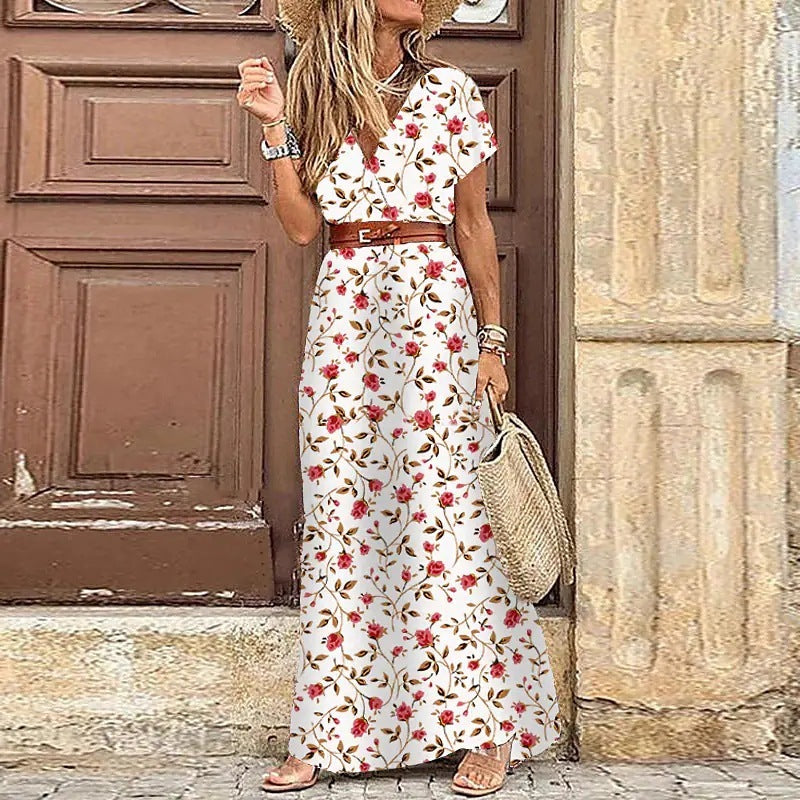 Robe florale Fudus style bohème avec col en V