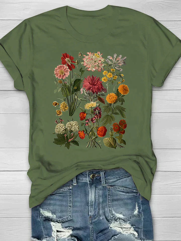 T-shirt femme avec imprimé floral vintage Fudus