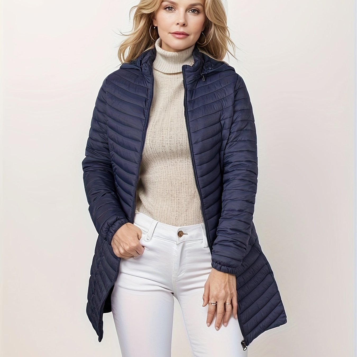 Berg-Feldt | Lässige Steppjacke mit Kapuze und Reißverschluss Auf Der Vorderseite