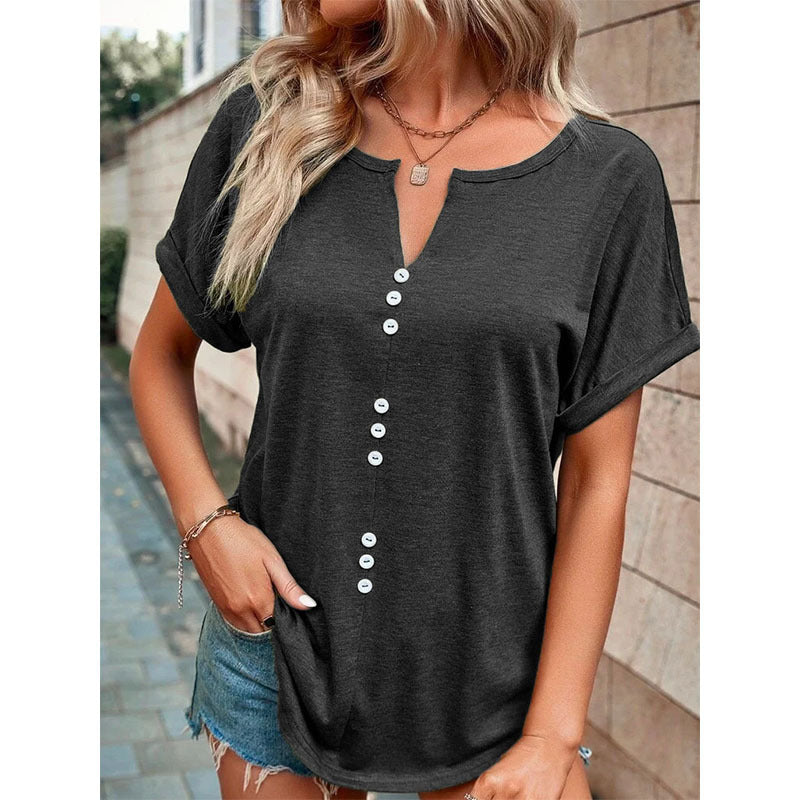 Fudus Kurzarm Bluse mit Knöpfen