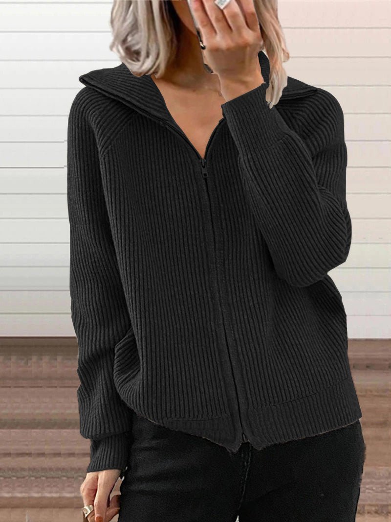 Berg-Feldt | Dicke Baumwoll-Strickjacke mit Reißverschluss