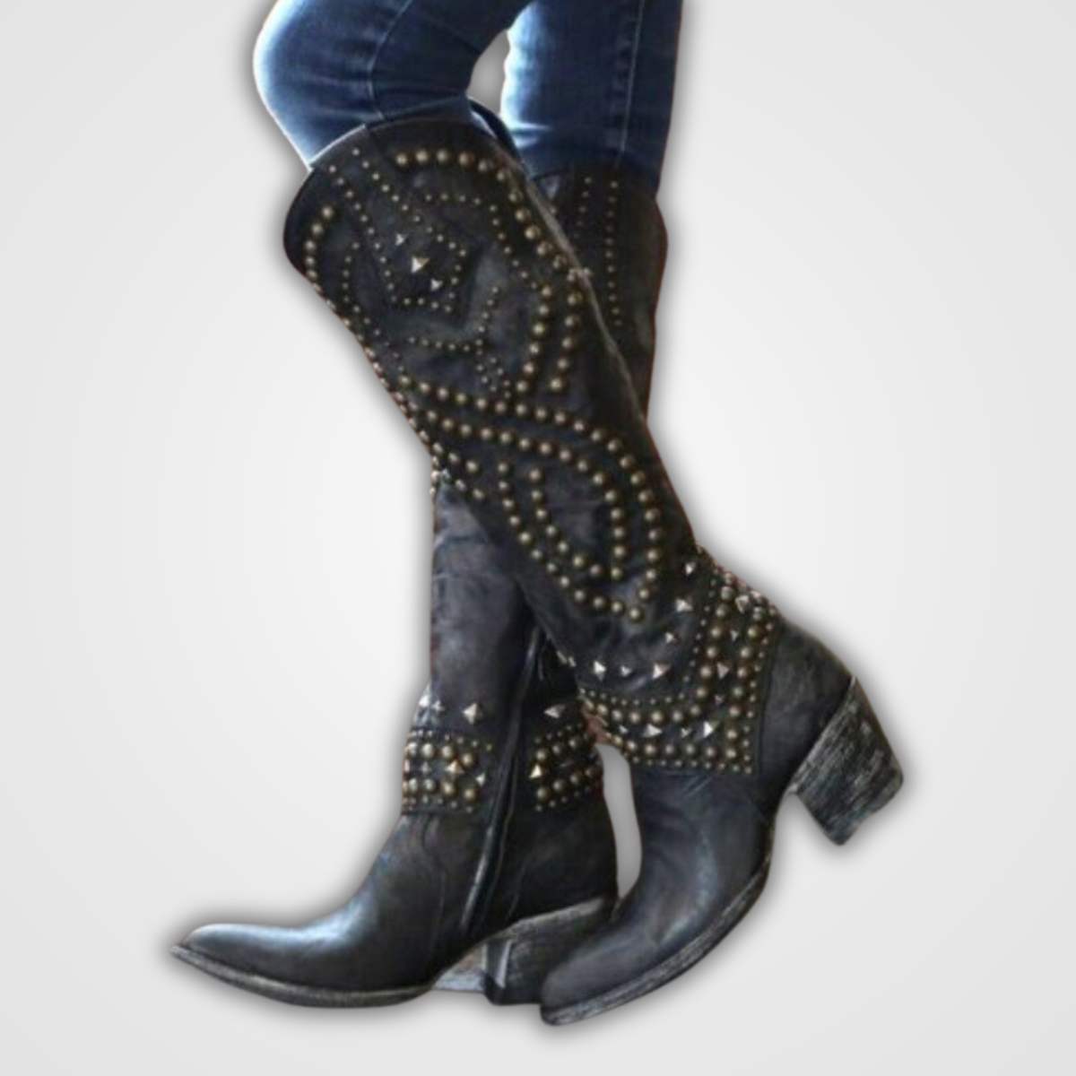 Berg-Feldt | Lange Stiefel mit Nieten-Design