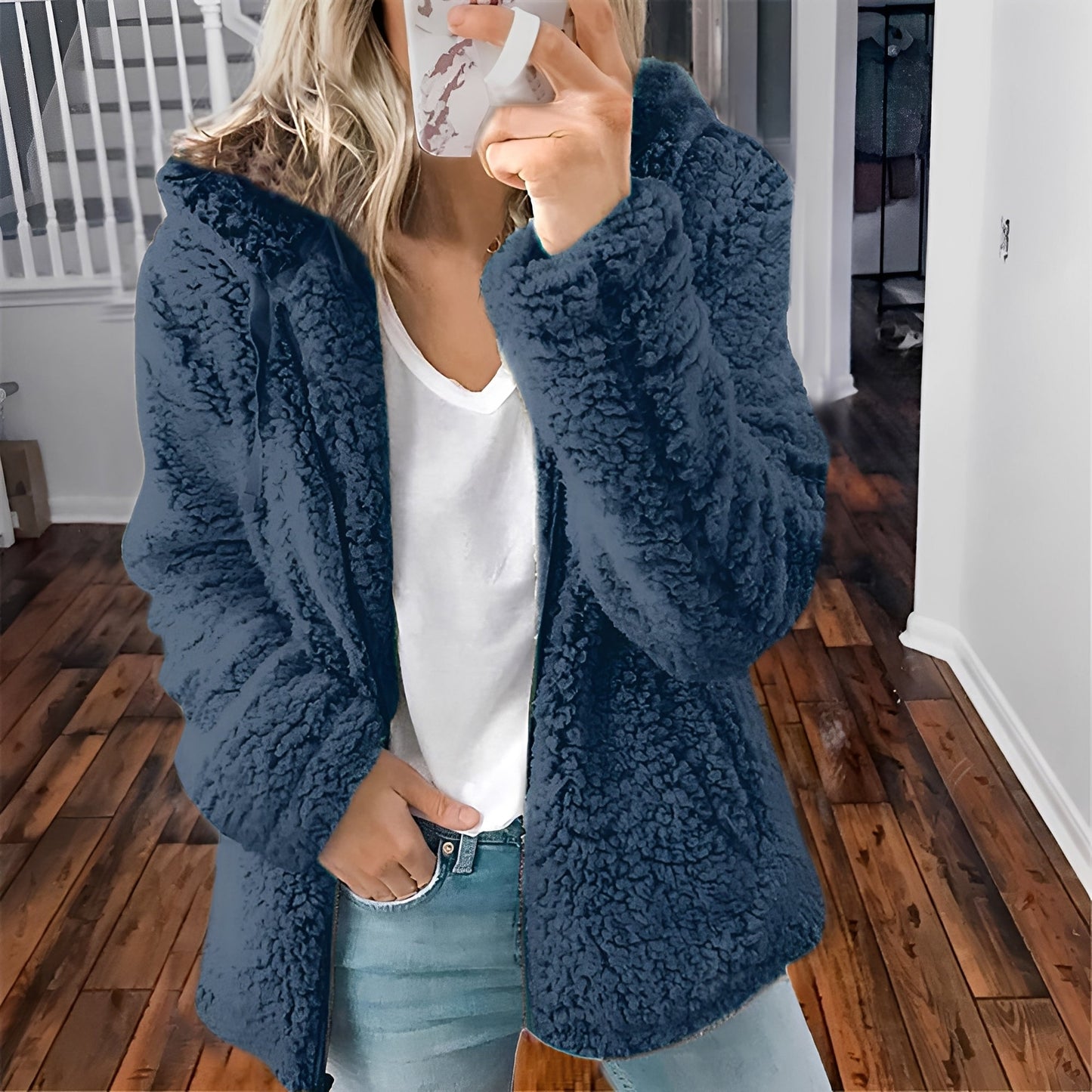 Berg-Feldt | Lässige Teddy-Fleece-Hoodie-Jacke für Frauen