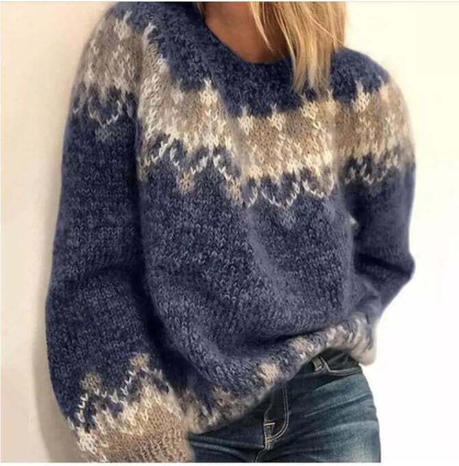 Berg-Feldt | Strickpullover - Weiche Wollmischung - Nordisches Muster - Lässige Passform