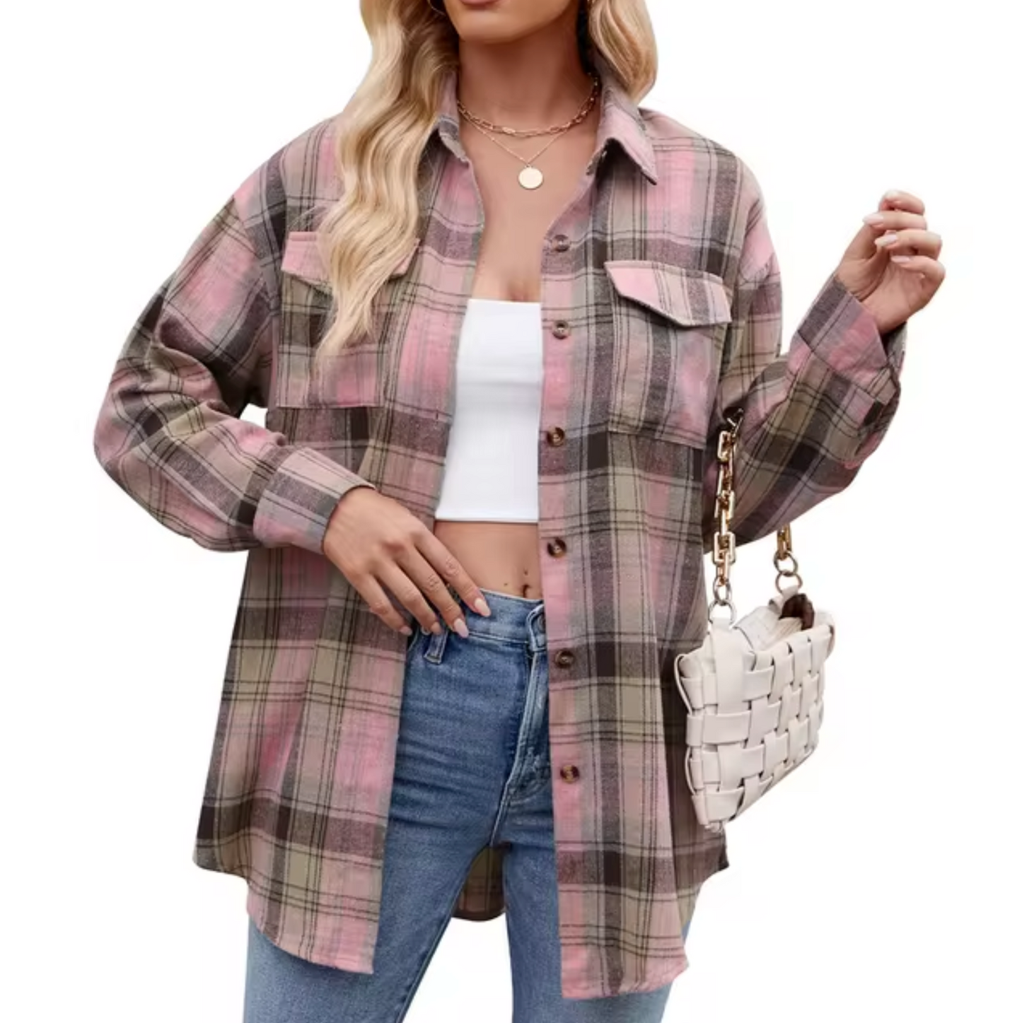– Chemise à carreaux à manches longues