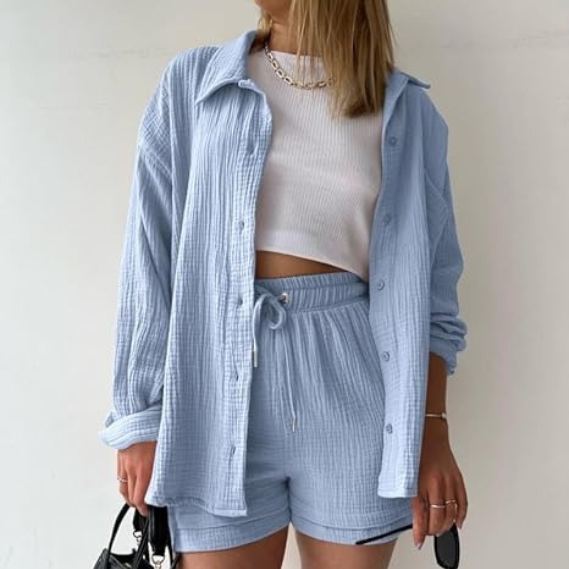 AGATHE: Lockeres Hemd- und Shorts-Set
