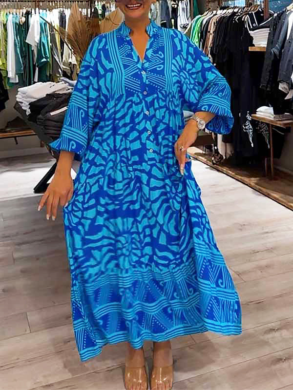 Robe pour femme Berg-Feldt : coupe ample, imprimée, col en V
