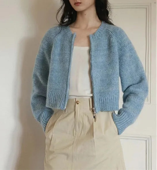 Damen Oversized Strickjacke mit Reißverschluss Berg-Feldt