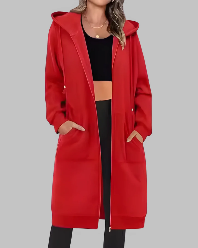 Berg-Feldt | Lässige Zip-Up Übergroße Lange Jacke