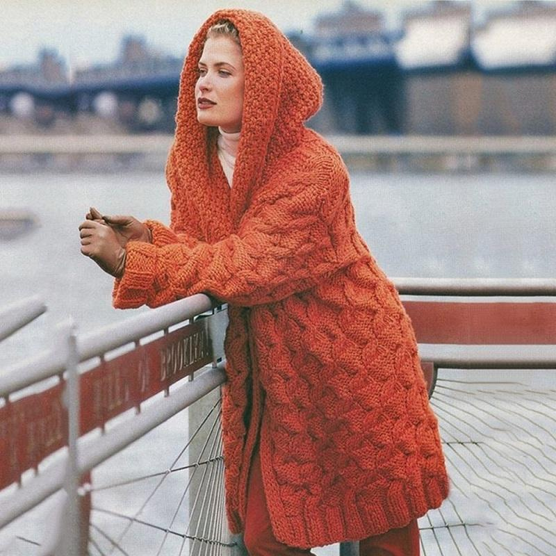 Berg-Feldt | Lange Strickjacke für Frauen mit Kapuze