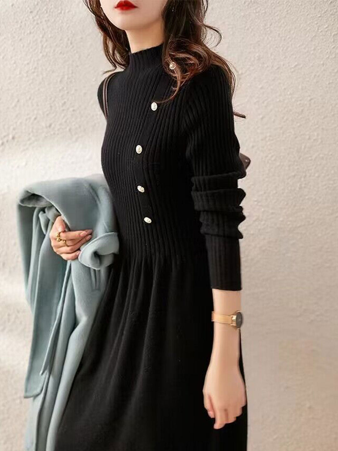 Berg-Feldt | Kleid - Elegantes Rollkragen Strickkleid