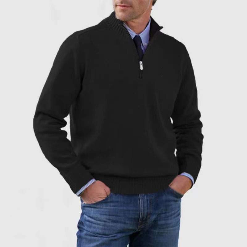 Berg-Feldt | Herrenpullover Mit Halbem Reißverschluss