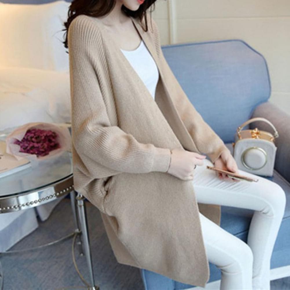 Berg-Feldt | Langer Cardigan - Weiches Strickmaterial - Offene Vorderseite - Lockere Passform mit Taschen