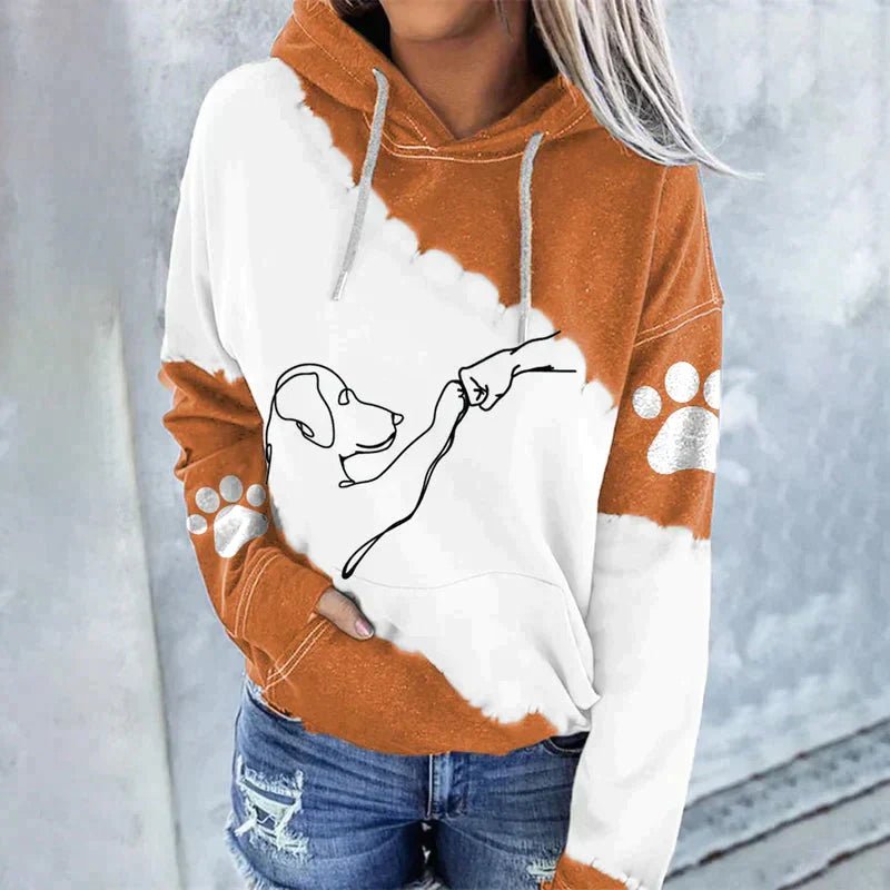 Modern, casual hoodie with dog motifs from Fudus