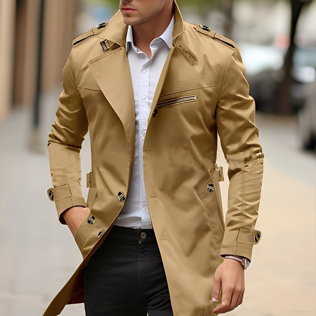 Berg-Feldt | Eleganter Trenchcoat mit umgekehrtem Kragen für Männer