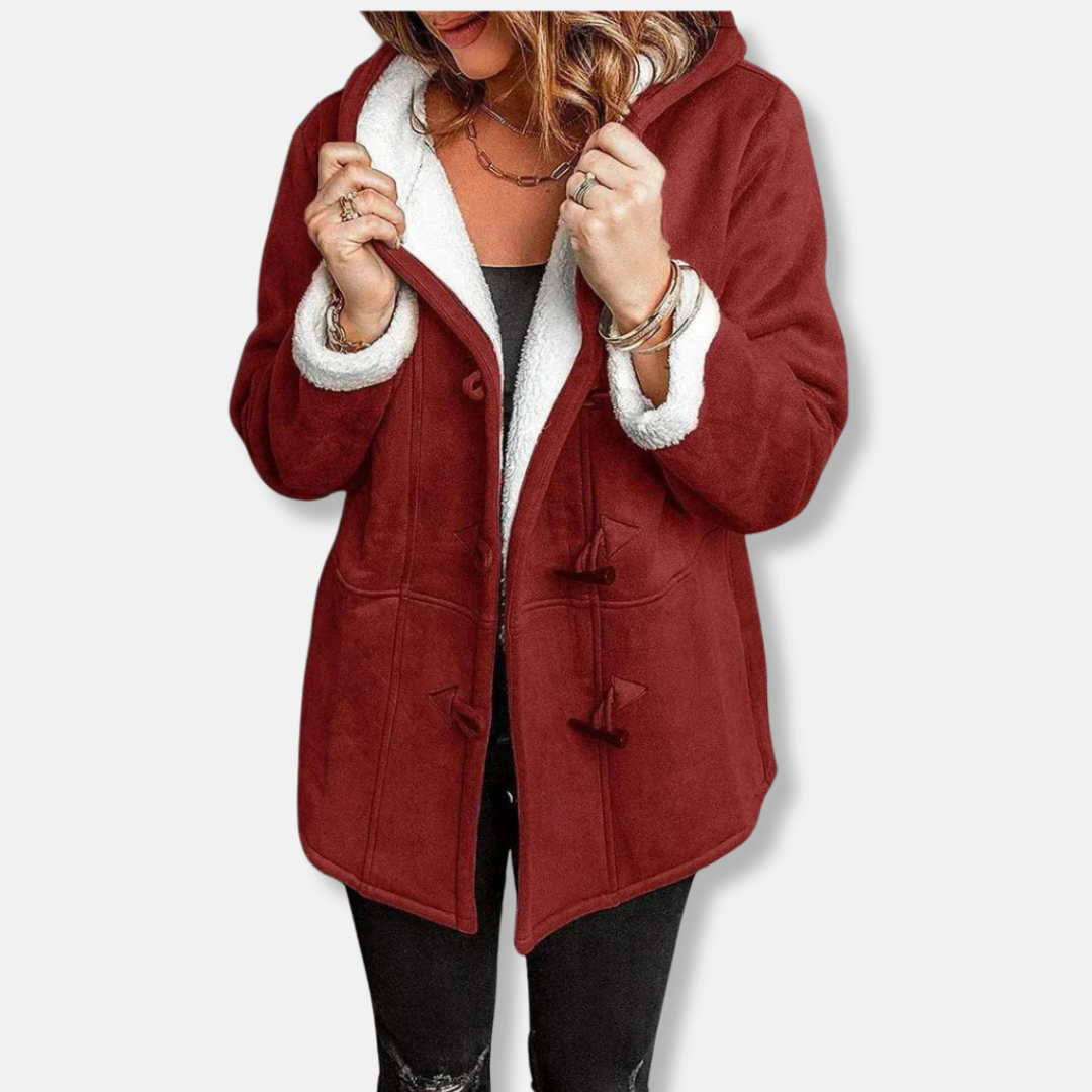 Berg-Feldt | Fleecejacke - Relaxed Fit - Kapuze - Plüschfutter - Mittellang - Toggle-Verschluss