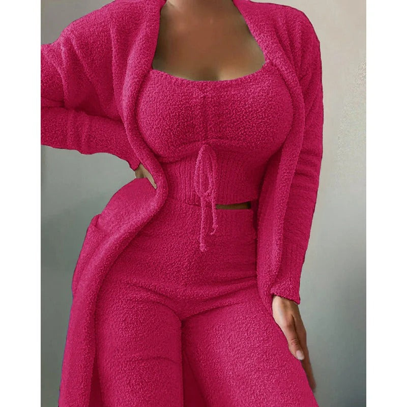 Pyjama pour femme Carlotta : Confortable pyjama 3 pièces en polaire et coton