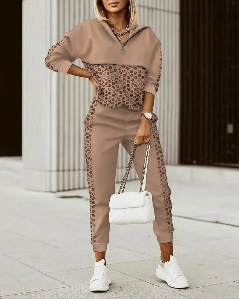 Ensemble de costume Sana : top à capuche élégant et pantalon à cordon de serrage