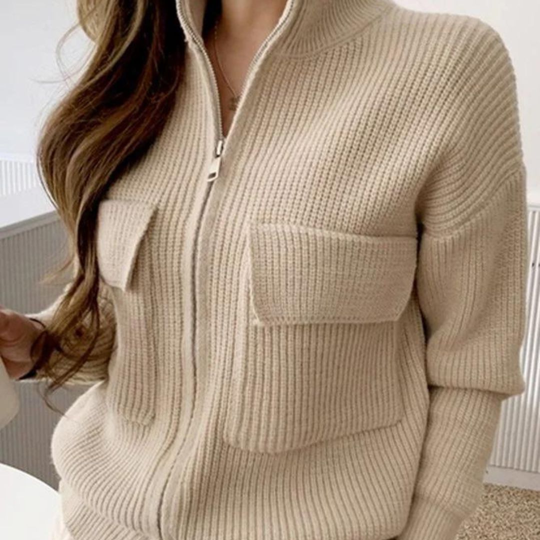 Berg-Feldt | Strickpullover mit Reißverschluss und Taschen für den Alltaggebrauch - Berg-Feldt