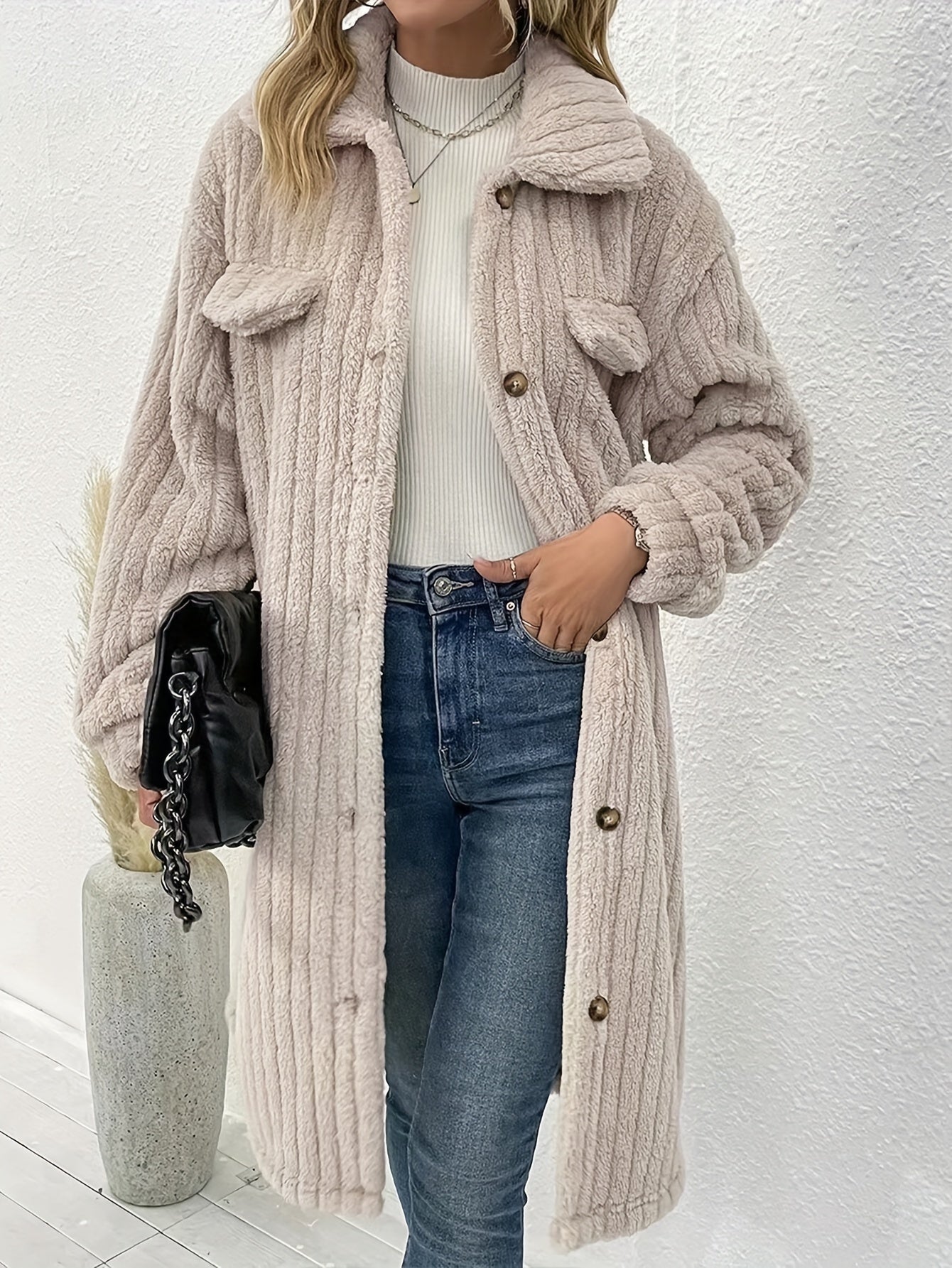 Berg-Feldt | Lange, Weiche Samtjacke mit Knöpfen Polyester Warm und Bequem