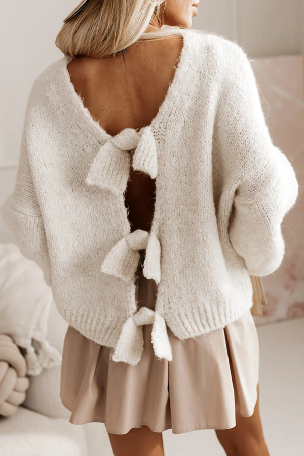 Berg-Feldt | Strickpullover mit offenem Rücken und Schleife