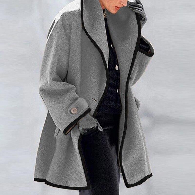 Berg-Feldt | Manteau en laine à col châle - Manteau mi-cuisse ouvert sur le devant