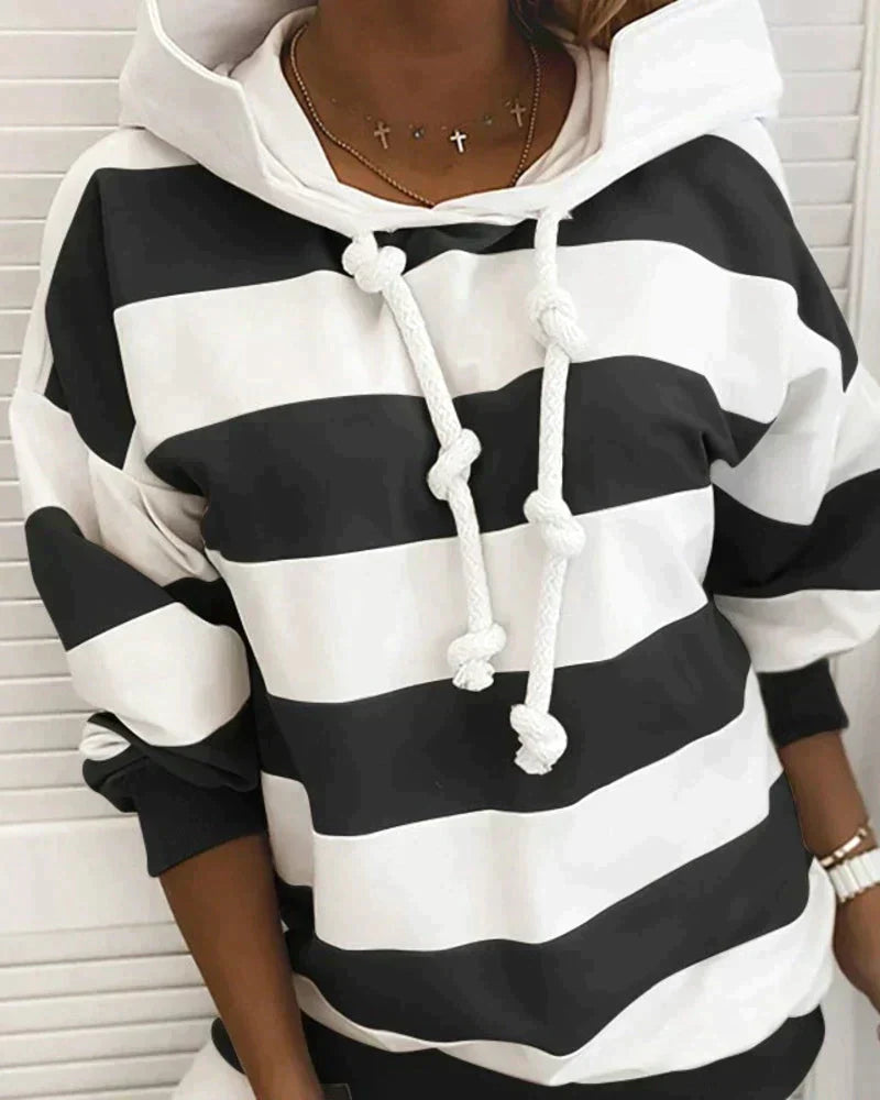 Berg-Feldt | Hoodie - Damen Herbst Gestreifter Hoodie