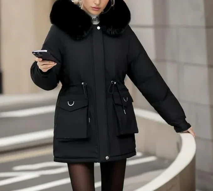 Berg-Feldt | Parka Mantel – Isoliert Mid-Thigh Passform – Kunstfell Kapuze – Verstellbare Taille