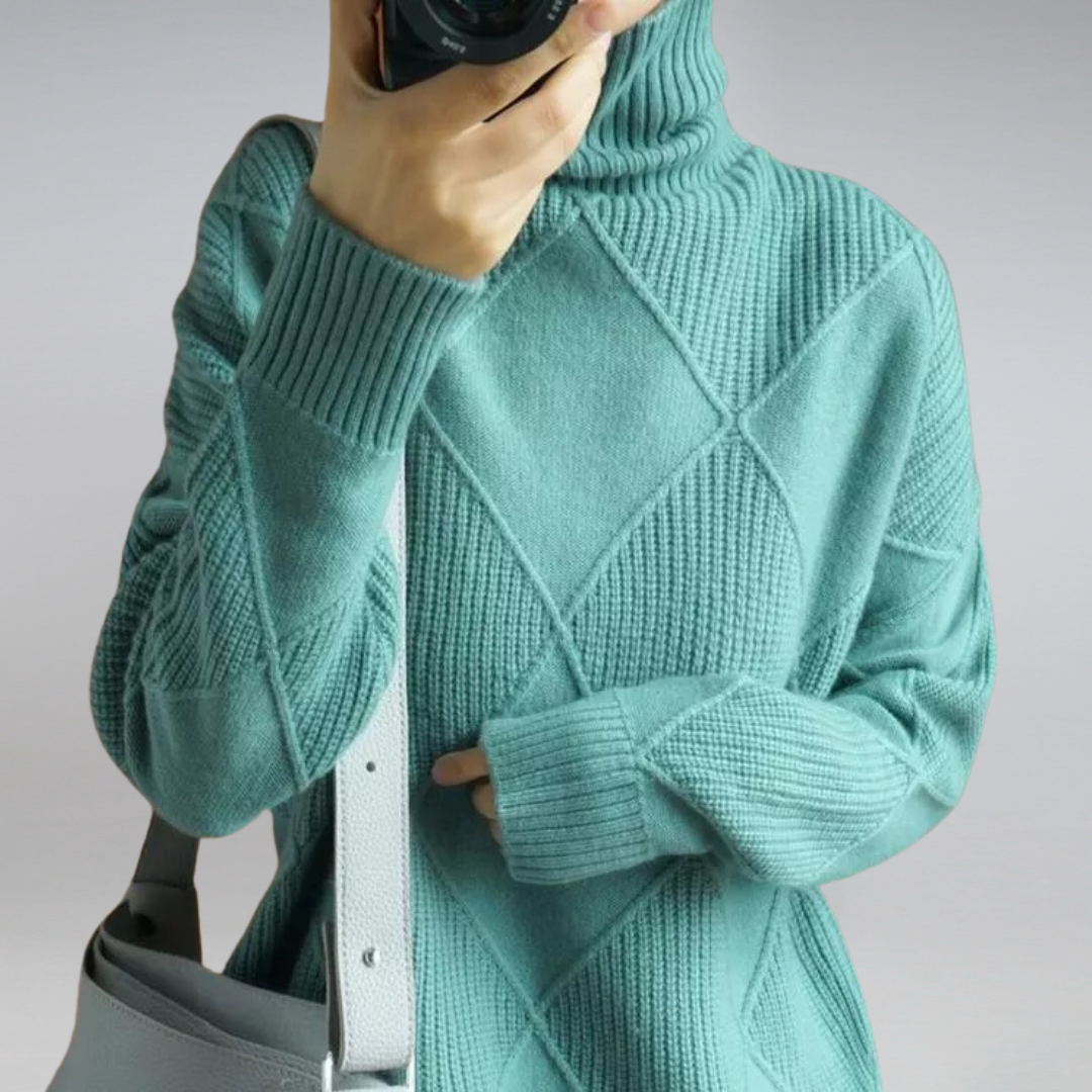 Berg-Feldt | geometrischer Strickpullover mit Rollkragen
