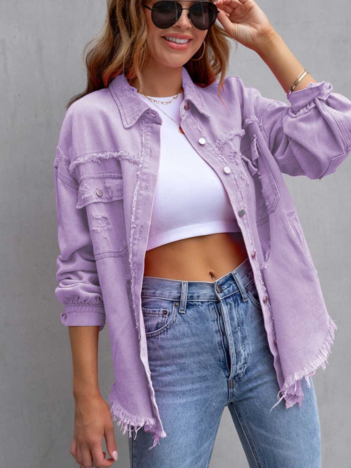 Berg-Feldt | Distressed Drop Shoulder Denimjacke