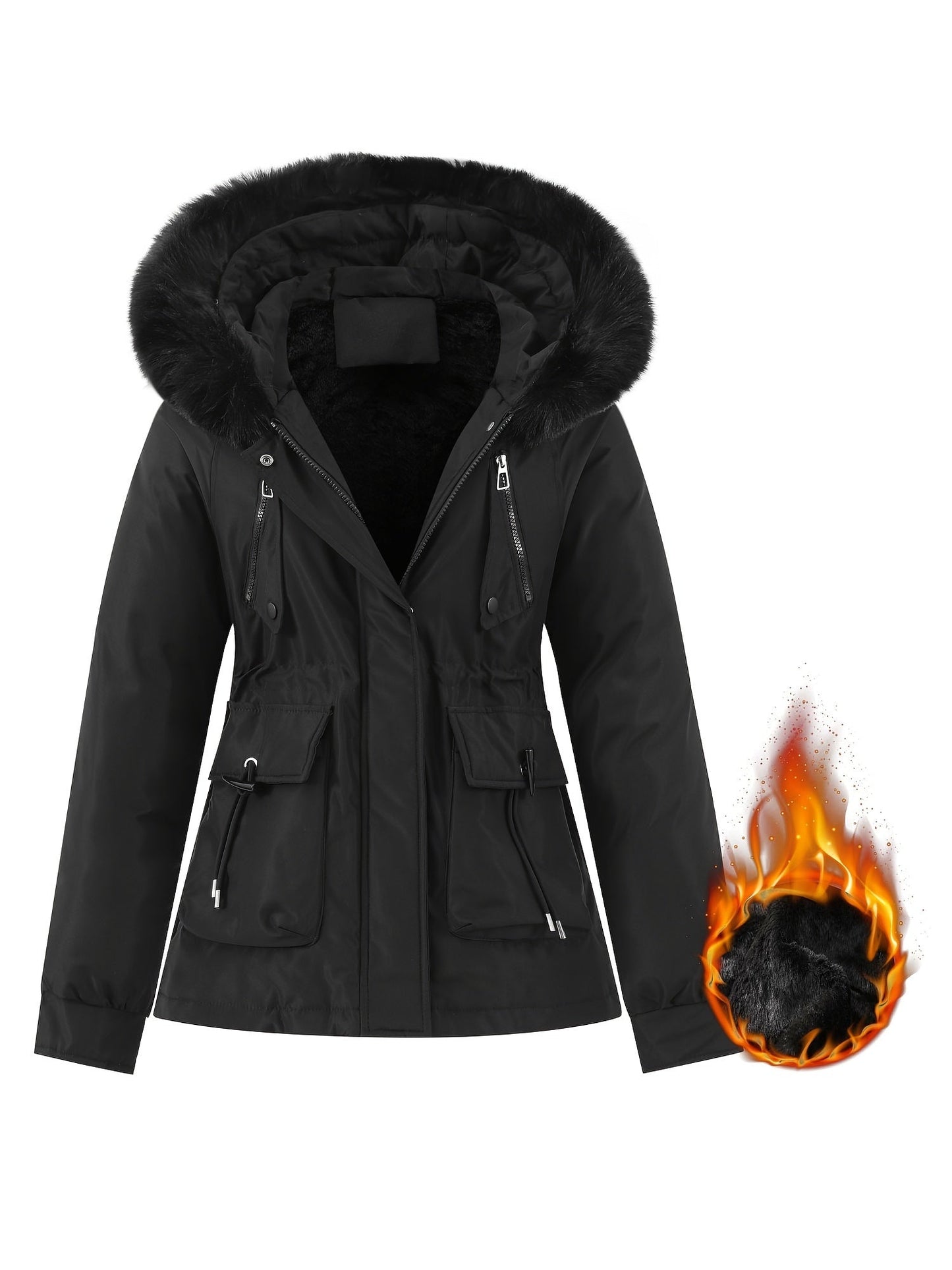 Berg-Feldt | Manteau d'hiver pour femme avec capuche en fourrure amovible