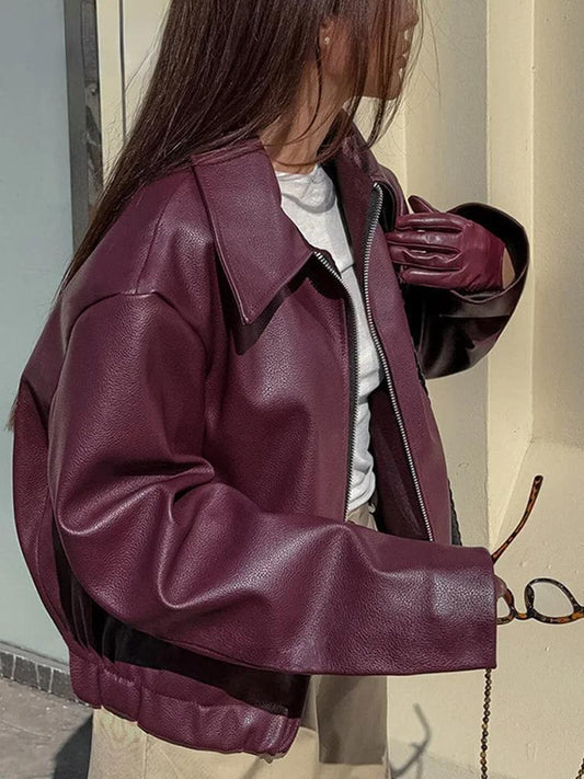 Berg-Feldt | Jacke Aus Kunstleder mit Stylischem Reverskragen und Reißverschlussdetails - Berg-Feldt