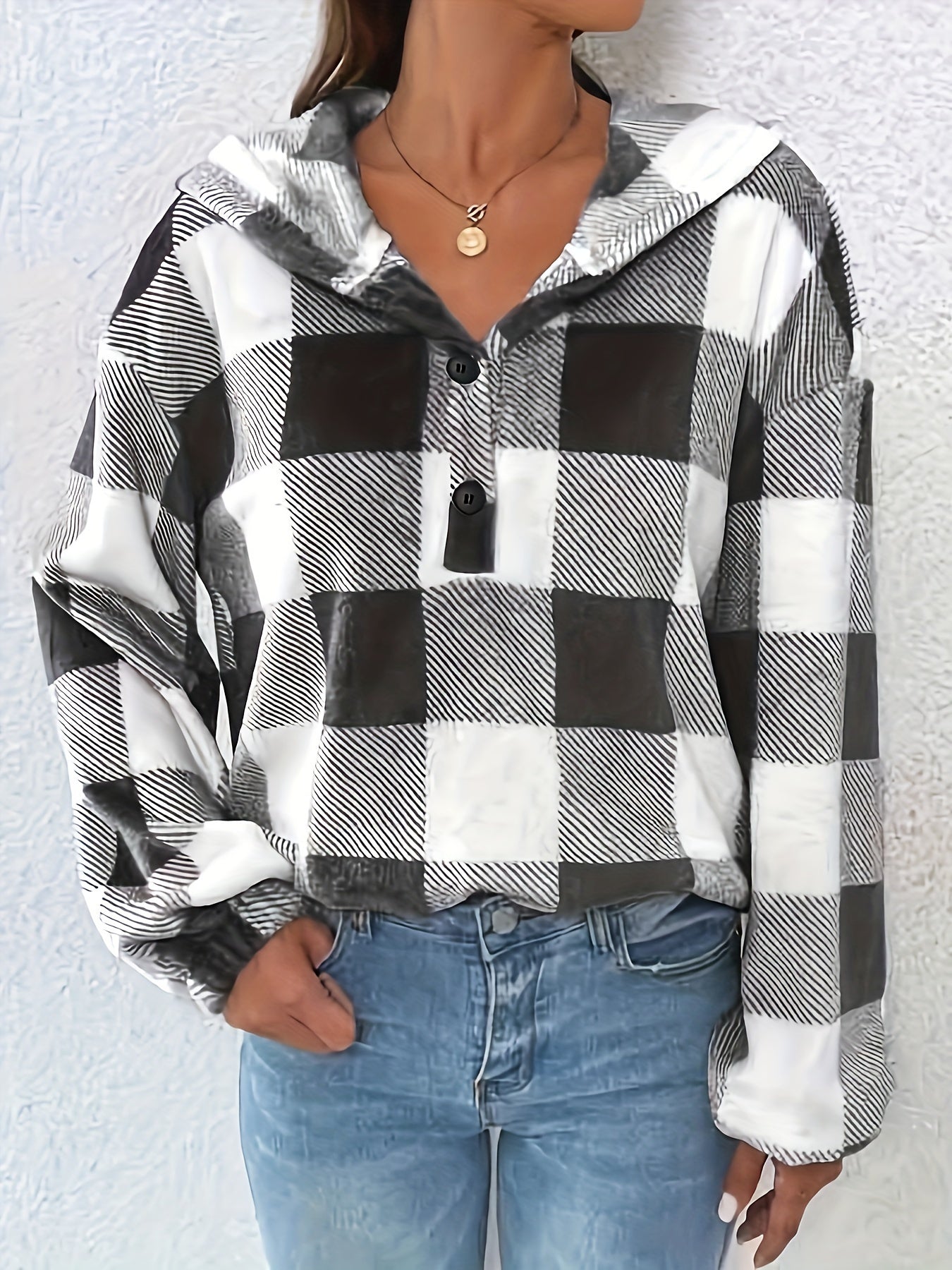 Berg-Feldt | Flannel Karierter Hoodie Baumwolle und Polyester Trendig und Komfortabel