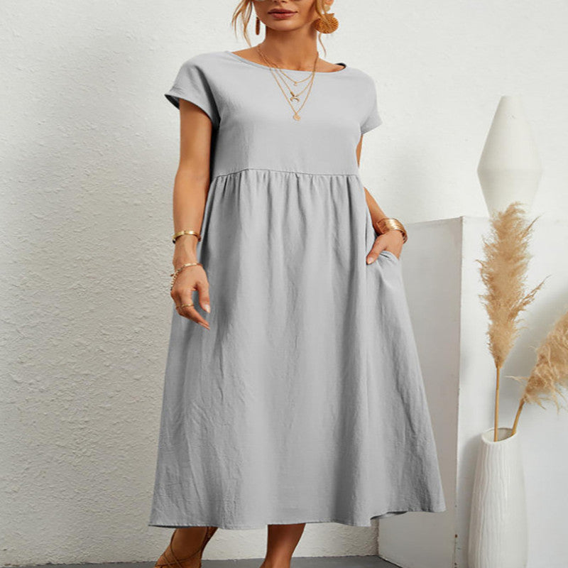 Robe sans manches en coton et lin Fudus, avec poches