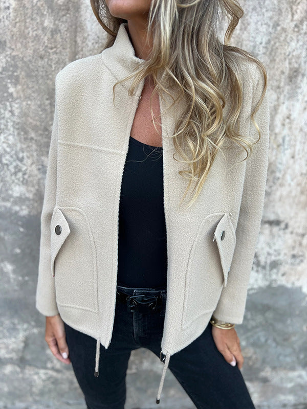 Berg-Feldt | Fleecejacke mit strukturiertem Stehkragen